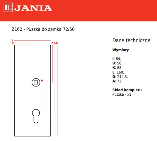 Gate kazetový box, šírka 84 mm, rozstup 72 mm
