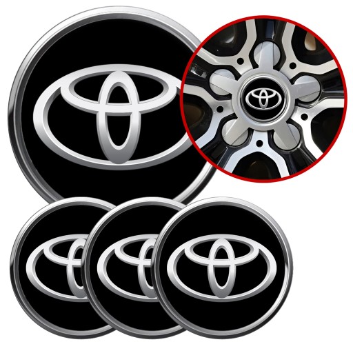 4 Emblémy Stredy ráfikov Kryty kolies TOYOTA SET TOP 60 mm