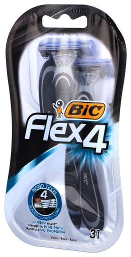 Pánske opakovane použiteľné holiace strojčeky 4 BLADES BIC Flex 4 3 ks.