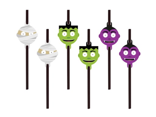 Papierové slamky Halloween Monsters, 6 ks