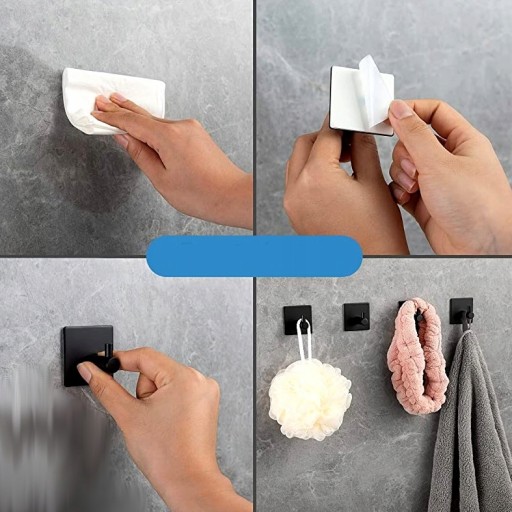 LOFT Háčik kúpeľňový vešiak 3M páska Čierny SAMOLEPIACI uterák 3ks