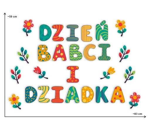 Dekorácia s nápisom DEŇ STARÝCH RODIČOV + KVETY