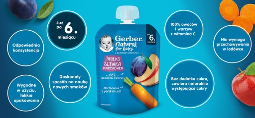 Gerber mousse Jablko slivka mrkva po 6 mesiacoch 80g