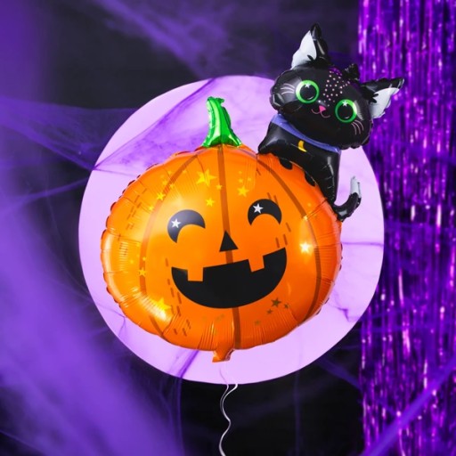 HALLOWEENSKÉ BALÓNKY TEKVICE OZDOBY MAČKA OZDOBY FÓLIE VEĽKÉ 69x84cm 1 kus