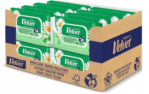 Vlhčený toaletný papier VELVET Harmanček a Aloe