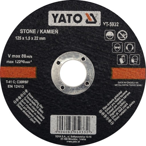 Kotúč na rezanie kameňa 125x1,5x22 mm YT-5932
