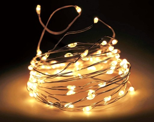40LED batériové drôtené lampy, teplá biela