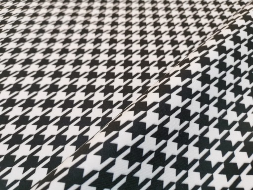 Poťahová látka velúrová potlač geometrický materiál Houndstooth čierna a biela