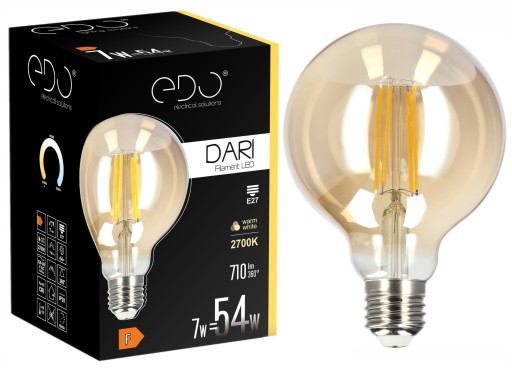 Dekoratívna LED žiarovka E27 G95 GOLD 7W 2700K teplá 710lm EDO