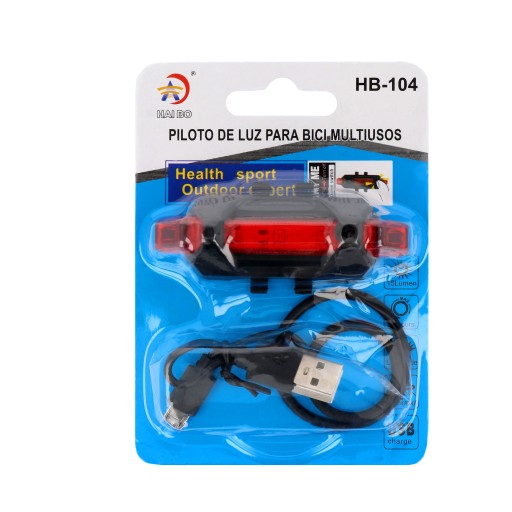 BIKE LAMPA BICYKLOVÉ ZADNÉ SVETLO USB HB-104