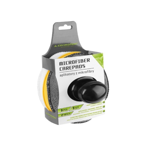 Hubka - aplikátor potiahnutý mikrovláknom s rukoväťou na suchý zips, priem 12,5 cm, 3 ks