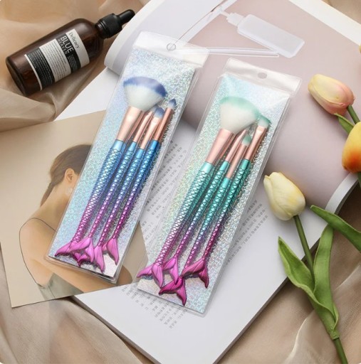 MERMAID MAKEUP BRUCHES SET BRUSH BRUSH, 4 ks.