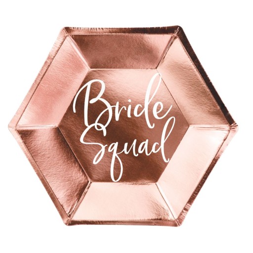 Papierové taniere na BRIDGE PARTY rose gold rose gold BRIDE 6 ks