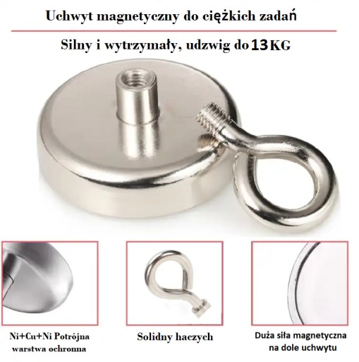 MAGNETICKÝ DRŽIAK 20x13 mm NEODYMIOVÝ MAGNET S UCHOM 13KG