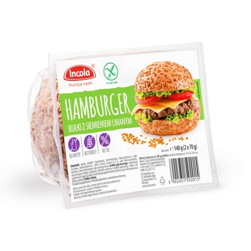 Hamburgerové žemle Incola s ľanovým semiačkami, bezlepkové 1