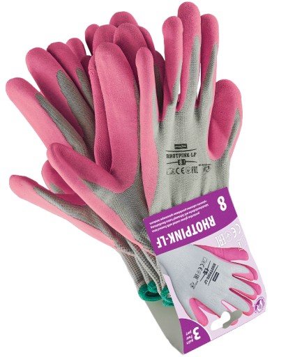 RHOTPINK polyesterové rukavice potiahnuté latexom
