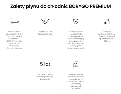 Chladiaca kvapalina BORYGO Premium -37°C Predĺžená životnosť G12 G12+ 1L