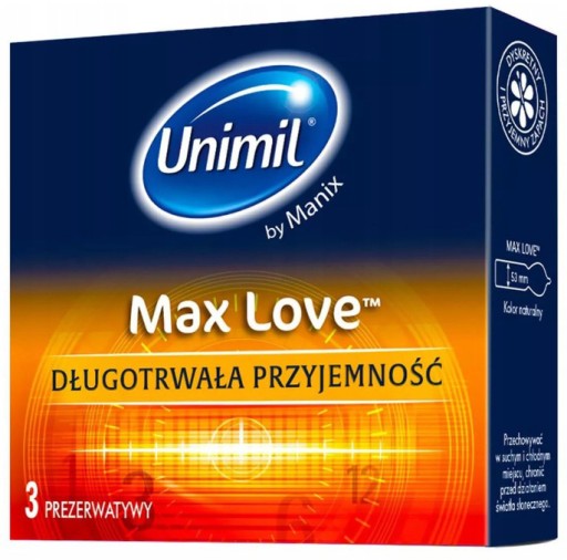 Unimil Max Love Time Control vlhčené latexové kondómy 3 ks