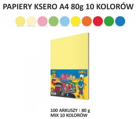 FAREBNÝ PAPIER A4 MIX 10 PASTELOVÝCH FARIEB