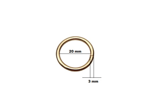 Koženkový prsteň na opasok 20/3 mm zlato, 1 kus