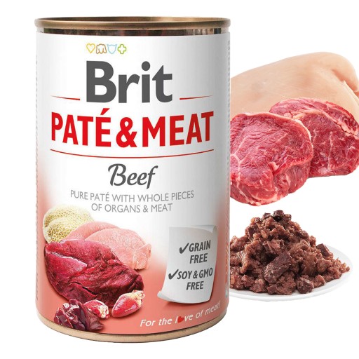 BRIT PATE & MEAT Mokré krmivo pre psov Hovädzie mäso 400g