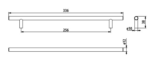 Nábytková úchytka GAMET RE29, matná čierna, 256mm