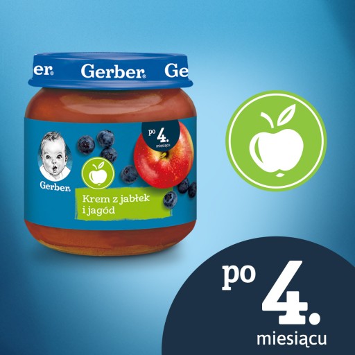 GERBER krémový dezert s jablkami a lesným ovocím 125g