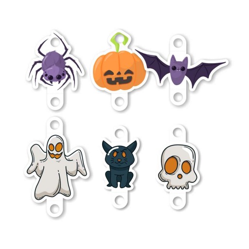 papierové slamky GHOST tekvica SKULL spider CAT x6