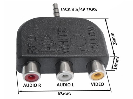 JACK TRRS 3,5/4P adaptér/zástrčka -3xRCA/CINCH/CTIA VITALCO zásuvka