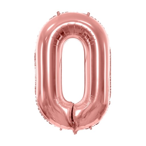 Fóliový balónik CYFRA 0 rose gold rose gold veľký 86 cm pre HEL k narodeninám
