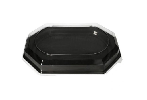 ČIERNY PLASTOVÝ TANIEK S VEKKOM 54x36x3cm ČERVENÝ PLAST