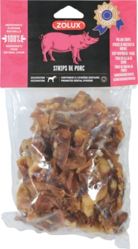 Pochúťka pre psa ZOLUX, prírodné bravčové prúžky, 500g