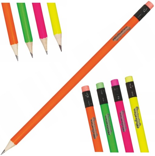 NEÓNOVÁ ceruzka s gumou, farebná škola pre deti, COLORINO HB