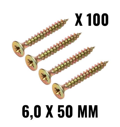 100x Tvrdené skrutky do dreva 6,0 x 50 kuž