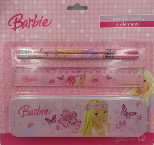 BARBIE ŠKOLSKÝ SET 4 POMÔCKY KRABIČKA NA CERÚŽKY A ceruzky