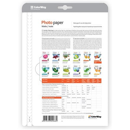 Matný fotografický papier ColorWay, 20 listov, A4, 190 g/m?