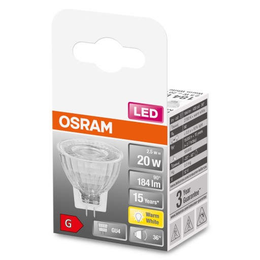 GU4 MR11 LED žiarovka 2,5W 20W 2700K 36° 12V OSRAM