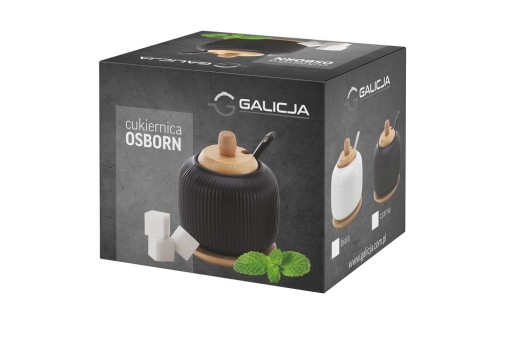 OSBORN cukornička s lyžičkou, biela, s bambusom