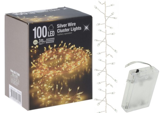 LED CLUSTER RRY LAMP reťaz, 1 m, na batérie, teplé biele svetlo