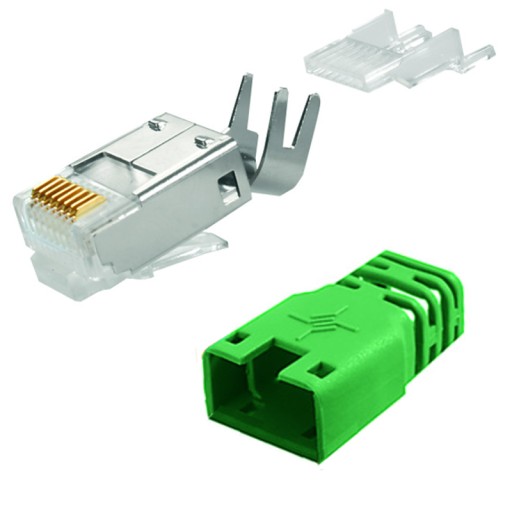 Zástrčka Telegartner RJ45 s 6A STP zeleným krytom
