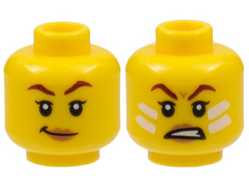 Lego New Head Yellow Woman White Characters Stripes 3626cpb3055