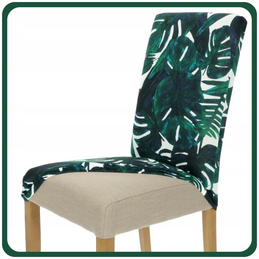 POTAH NA STOLIČKU MONSTERA, ZELENÉ PALMOVÉ LISTY, PRUŽNÉ VZORY
