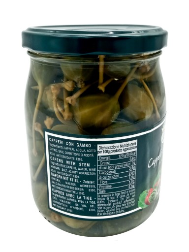 Kapary so stopkou 550g VO VÍNOM OCTE DELIZIA