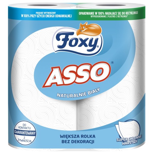 Biely kuchynský papier Foxy ASSO UTERÁK embosovaný do mikrovlnnej rúry - 2 rolky