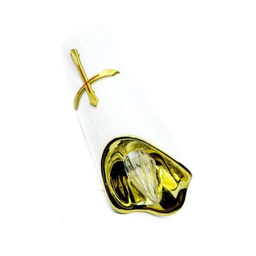 VLOŽKA POD SVIEČKY S LED KRÍŽOM 12 CM, ZLATÁ, ODOLNÁ