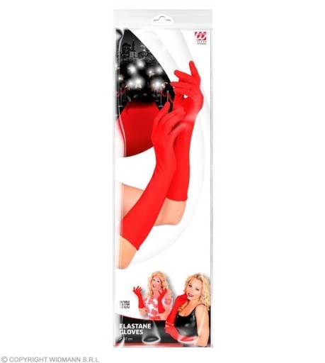 ČERVENÉ RUKAVICE LYCRA 37 CM RETRO BAL UNISEX