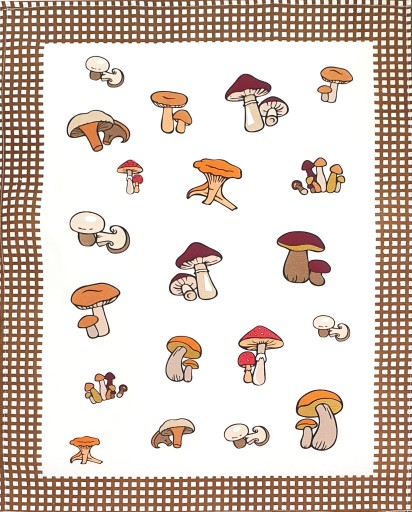 JEDEKA MUSHROOM bavlnená kuchynská utierka 50x64cm