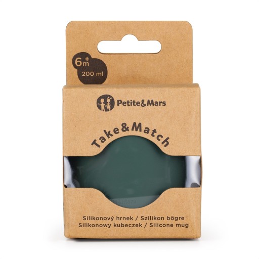 PETITE&MARS Silikónový pohár Take&Match Misty Green Green 6m+ 200 ml