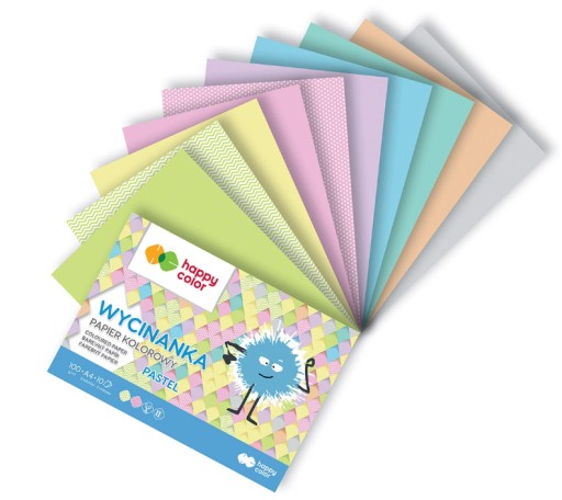 Zošit z farebných papierových výrezov, A4/10 listov, Happy Color pastel