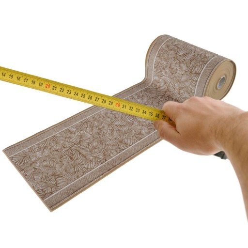 MILO Behúň, béžové listy, pogumovaný, Šírka: 80 cm - na mieru, 1 ks = 10 cm dĺžka.
